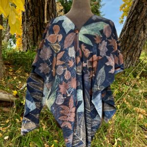 Dark Blue Short Crepe de Chine Silk Ruana