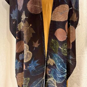 Short Silk Crepe de Chine Blue/Black Ruana