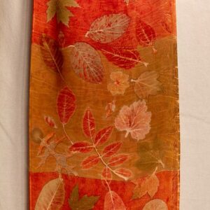 Coral and Gold Silk Scarf